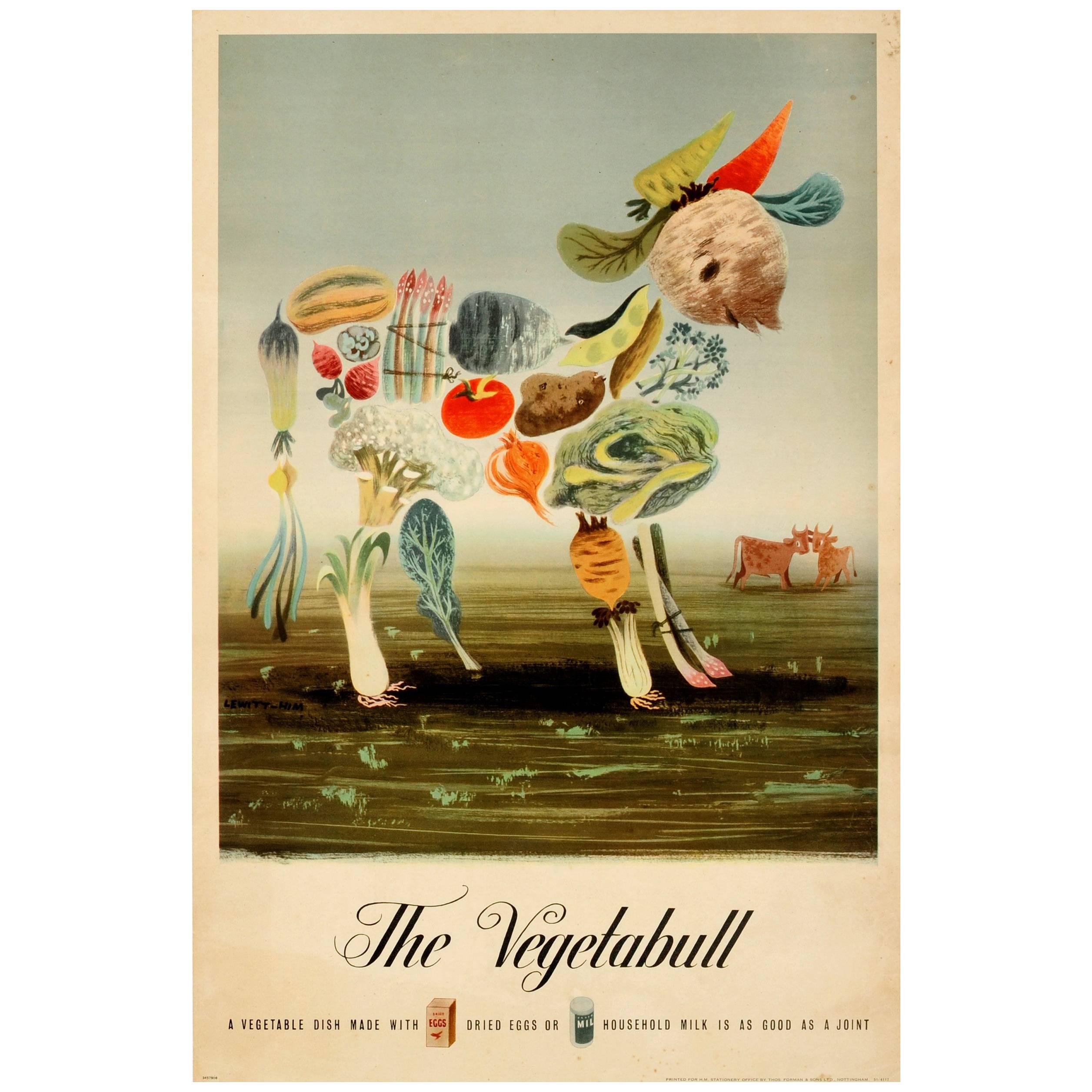 Original Vintage WWII Food Propaganda Poster By Lewitt-Him - The Vegetabull