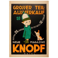 Original Antique Poster by Hunziker for a Sale at Knopf Children's Shop in Basel