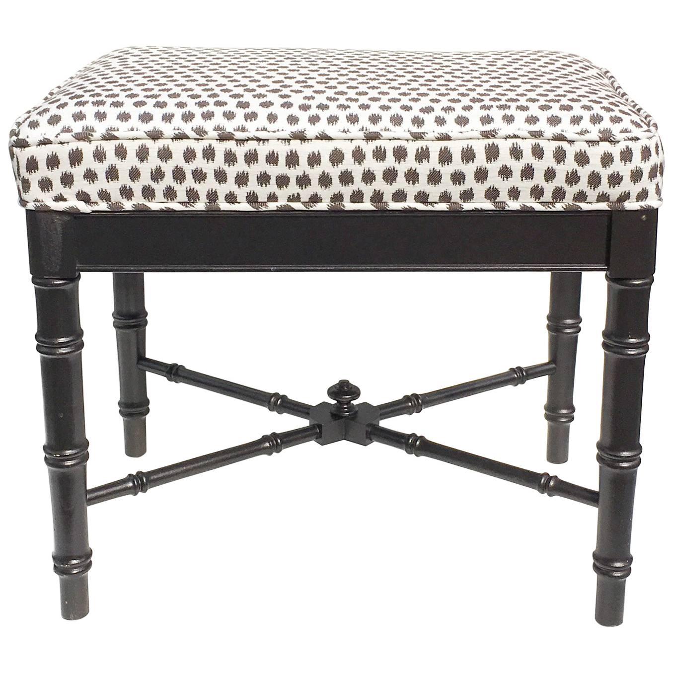 Faux Bamboo Ottoman with New Scalamandré Fabric