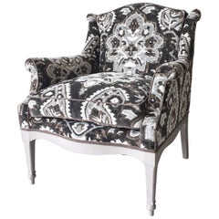 1940s Armchair with New Scalamandre Oushak-Motif Linen Velvet Fabric