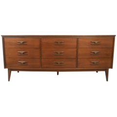 Mid-Century Modern Bassett "Sculptique" Nine-Drawer Dresser