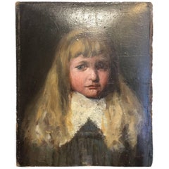 19th Century Child Portrait Oil Painting
