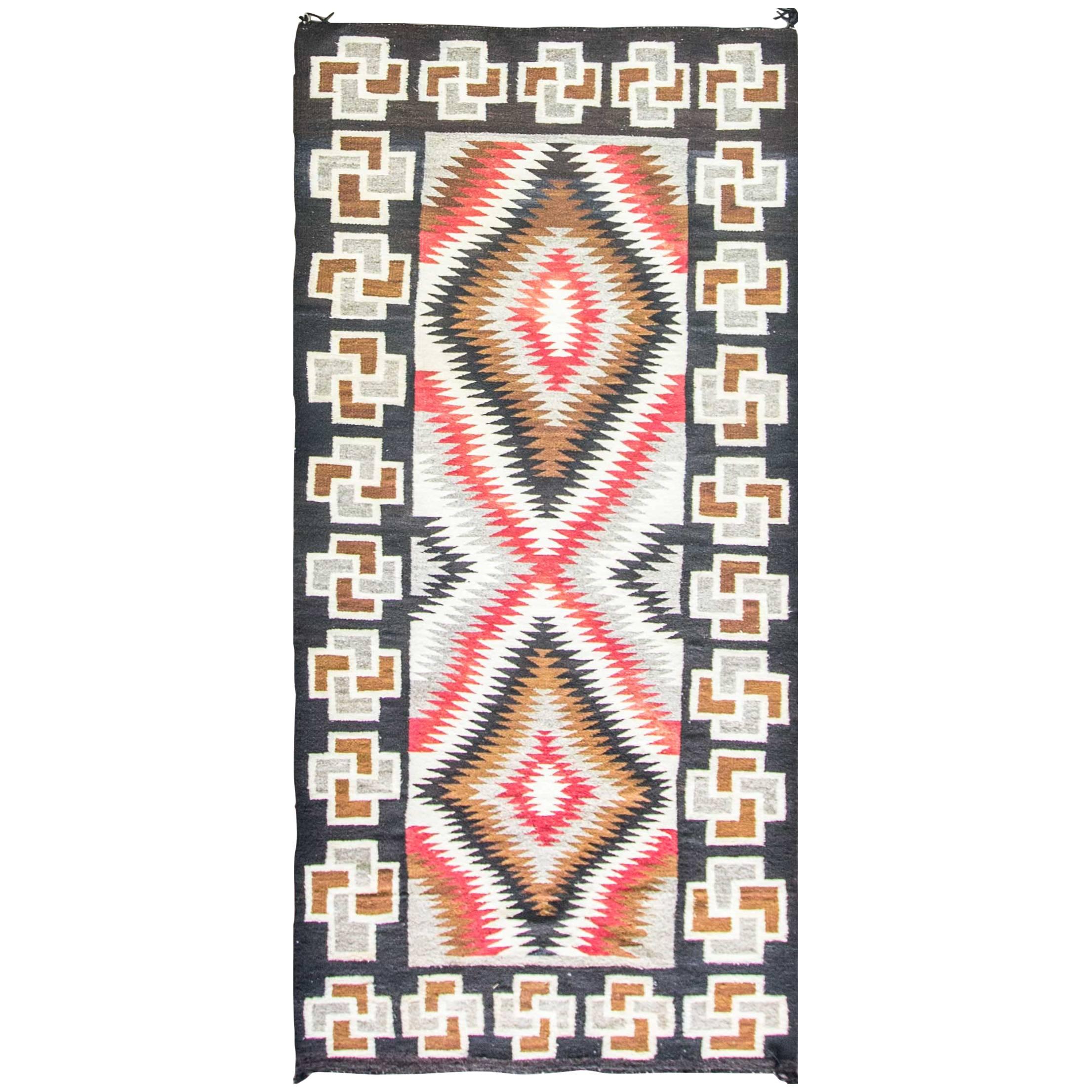 Antique Large Navajo Eye Dazzler Rug, 4'2" x 9'4"