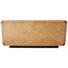 Milo Baughman Style Burled Olivewood Credenza by Henredon