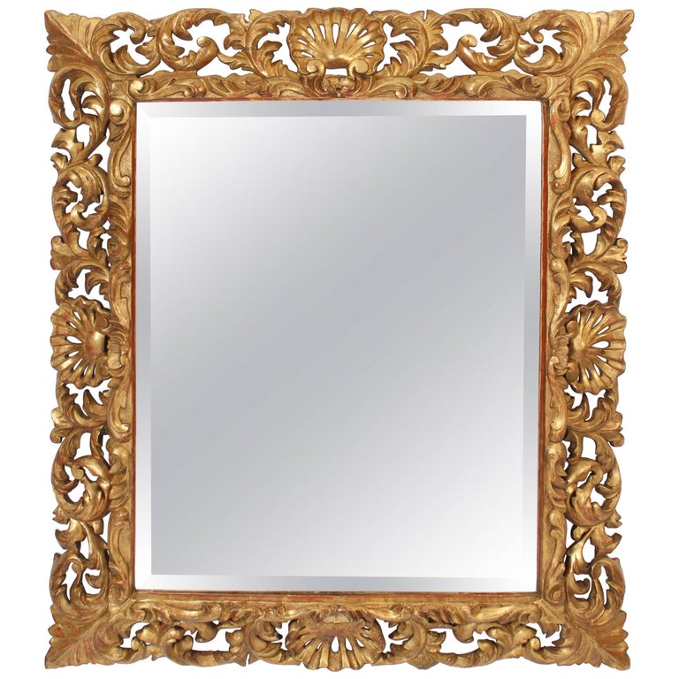 Antique Baroque Style Gilt Wood Mirror For Sale