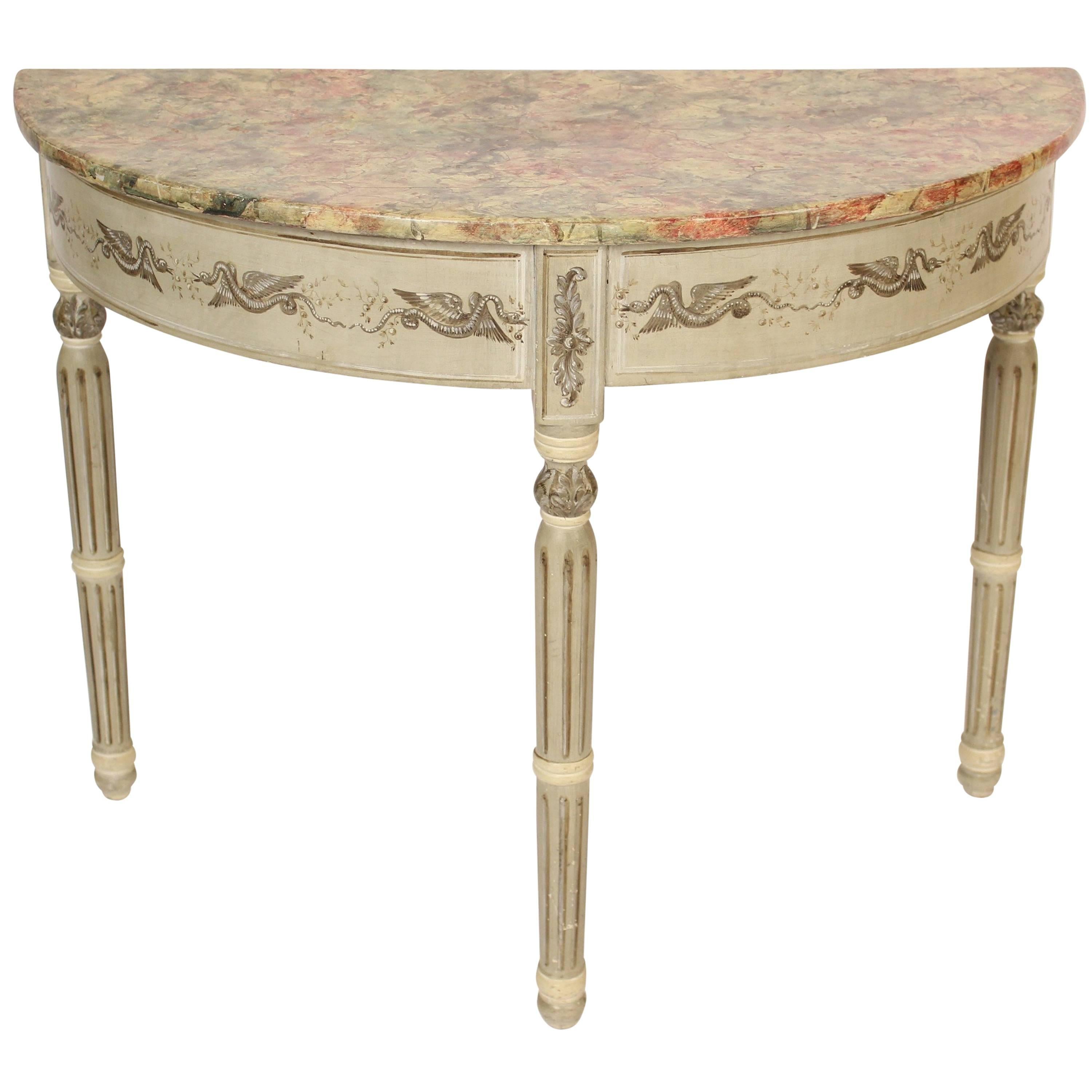 Louis Philippe Painted Demilune Console Table