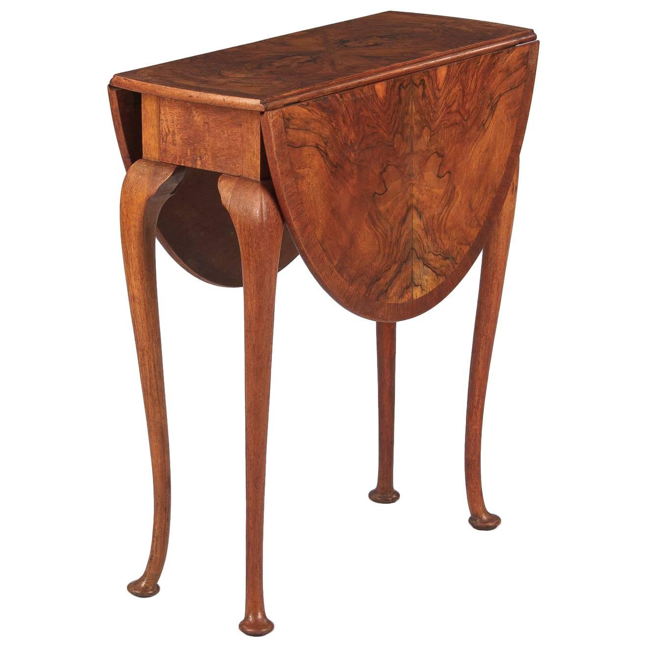 Queen Anne Style Petite Drop-Leaf Table, England, Late 1800s