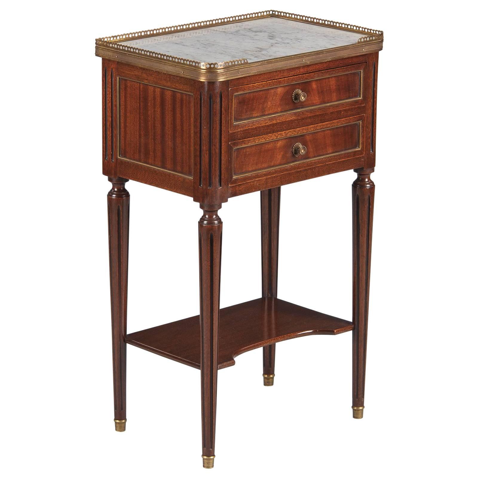 Louis XVI Style Marble-Top Bedside Cabinet, 1920s