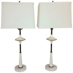 Pair of Enameled Metal Lamps in the Manner of Tommi Parzinger