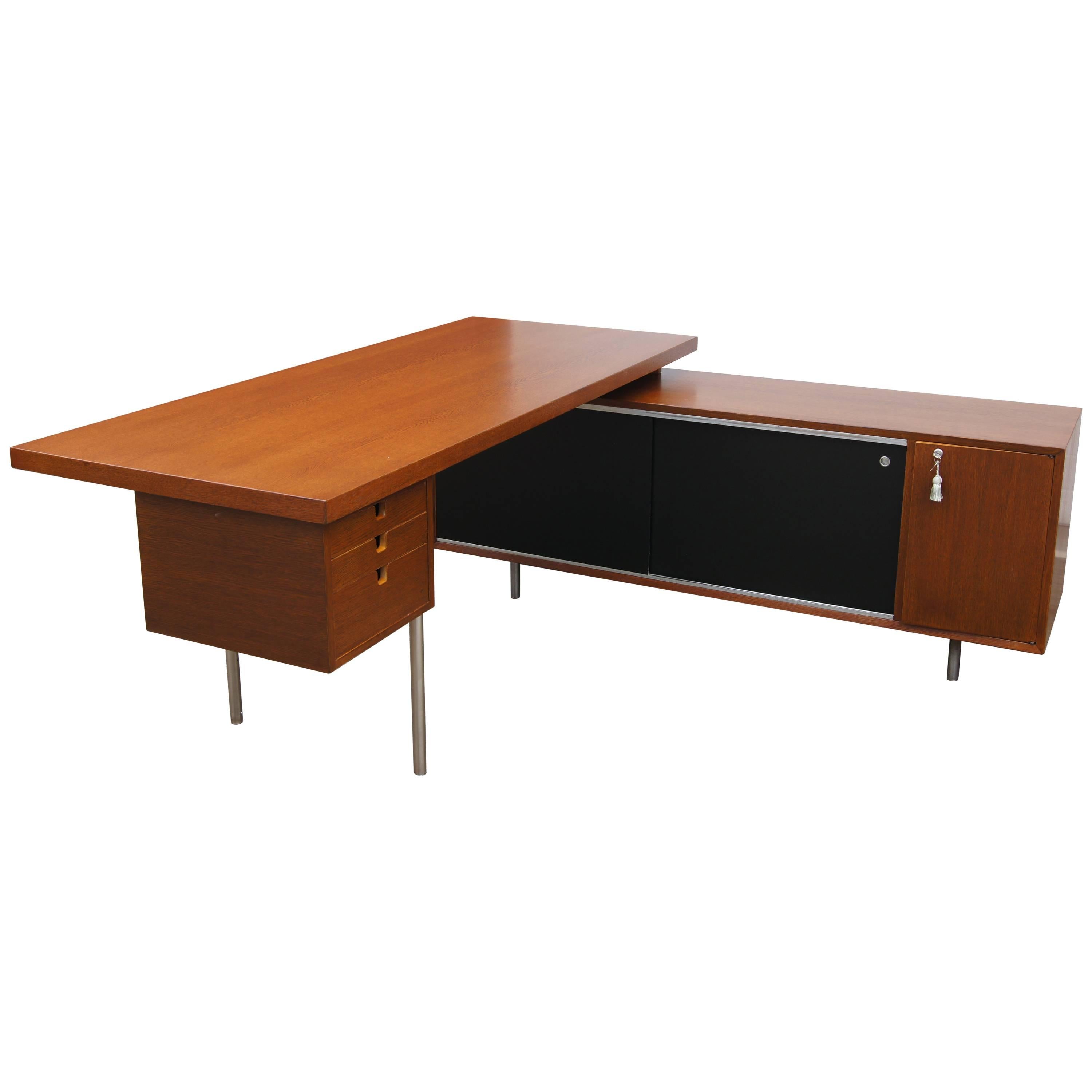 Walnut EOG Desk with Storage Unit by George Nelson for Herman Miller