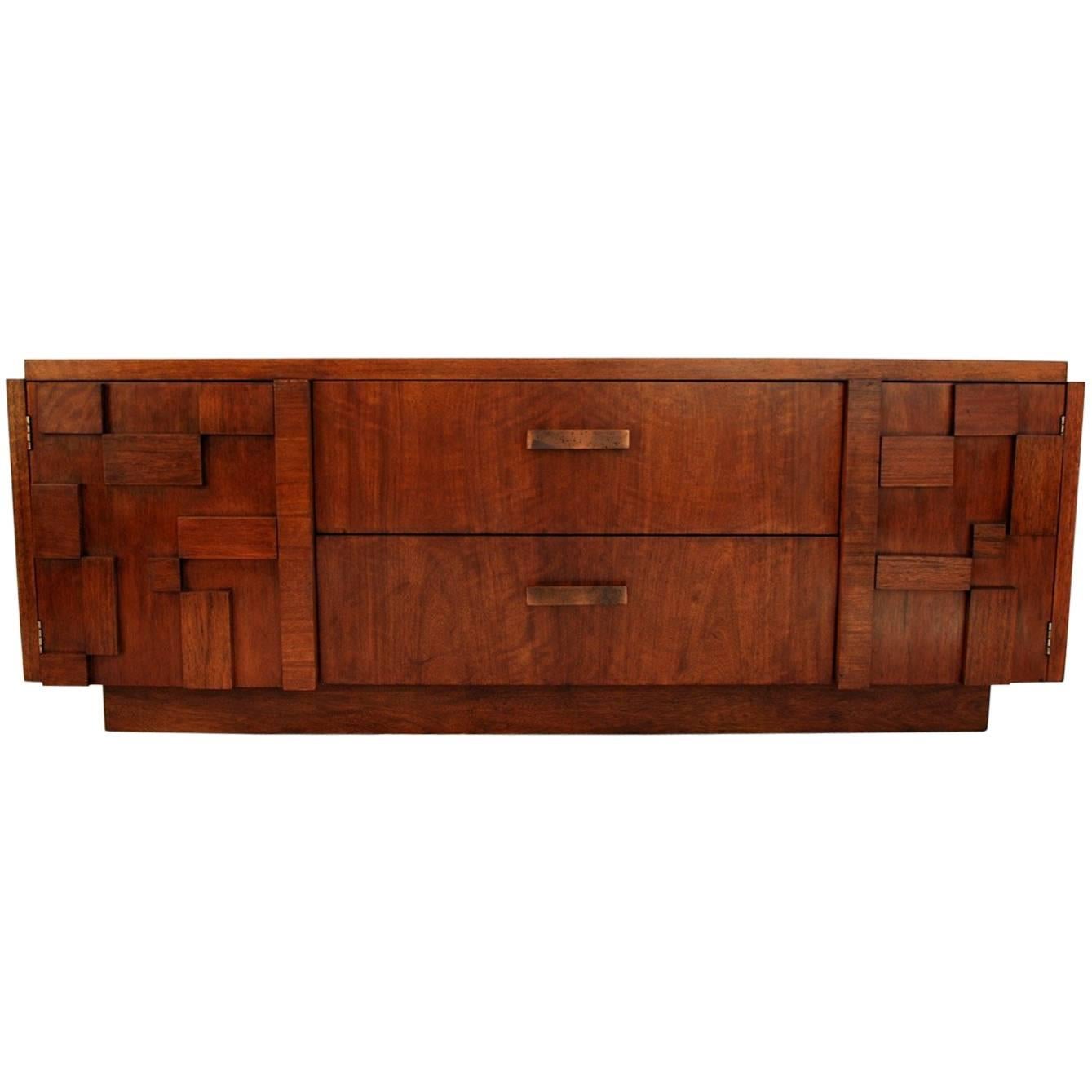 Sexy Midcentury and Brutalist Buffet or Credenza by Lane