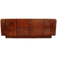 Sexy Midcentury and Brutalist Buffet or Credenza by Lane