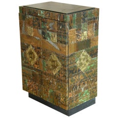 H. A. Larson Brutalist Patchwork Bar Cabinet with Slate Top