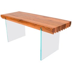 Sawtooth Bench Reclaimed Oak Barn Board and Glass Contemporary Bench