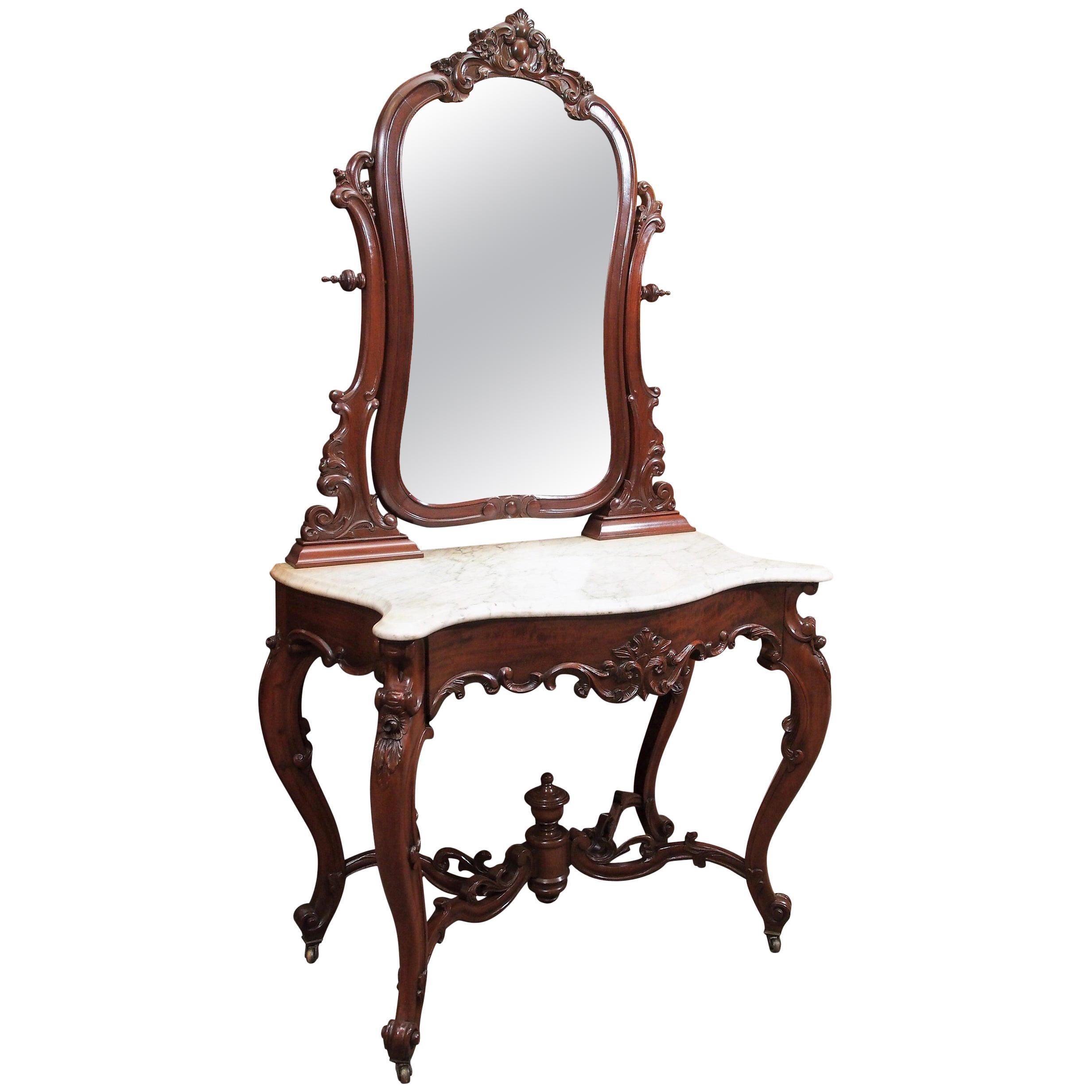 Antique Old Louisiana Mahogany Dressing Table