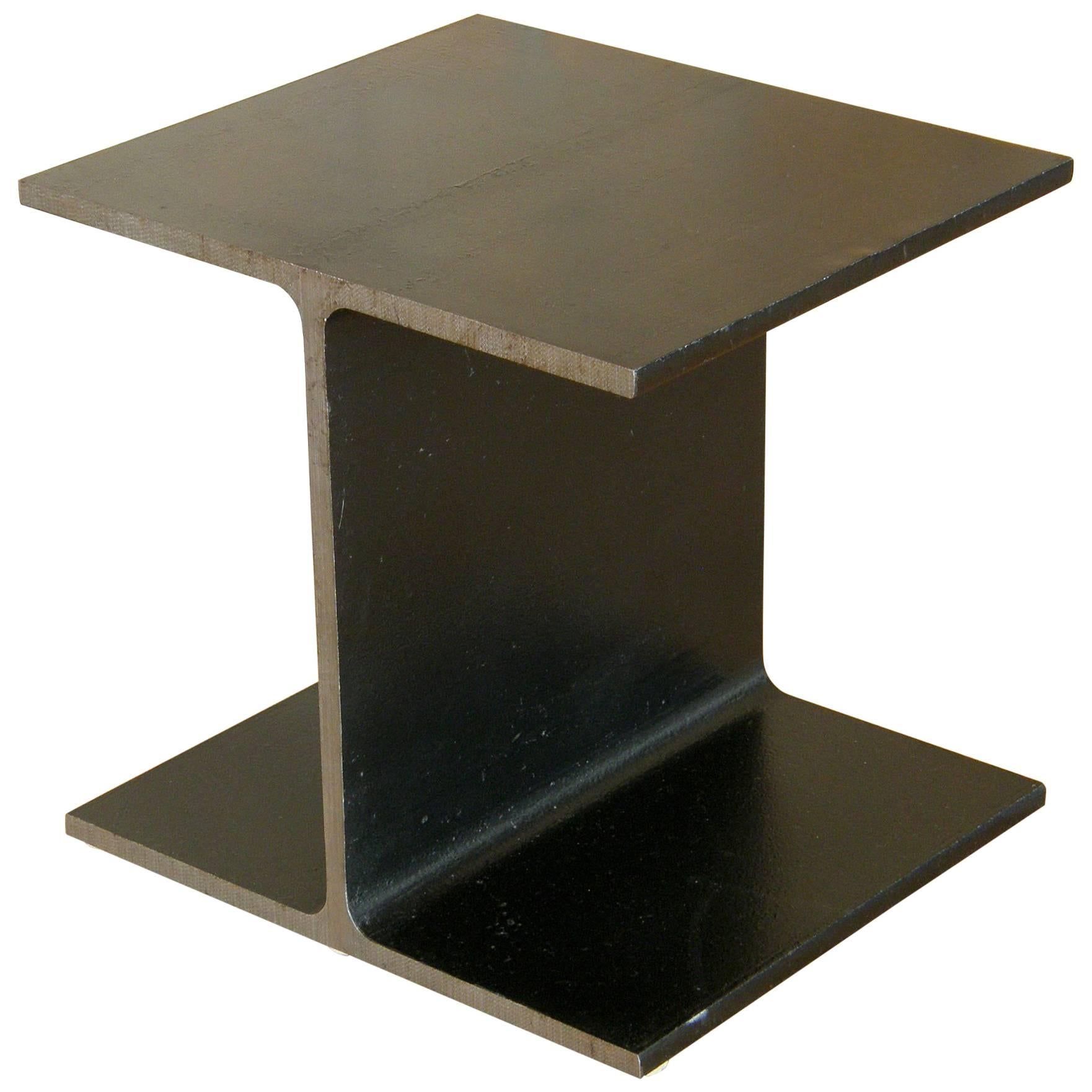 Steel Side Table Shaped like an I-Beam