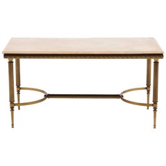 Mid-Century French Brass and Onyx Coffee Table