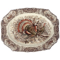 Vintage English Transferware Large Turkey Platter, Native American by Johnson Brothers