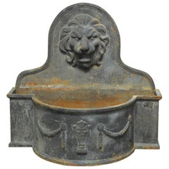 Louis XVI Style Cast Iron Lion Wall Fountain