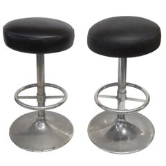 Industrial 1930s Bar Stools in Nickel Finish