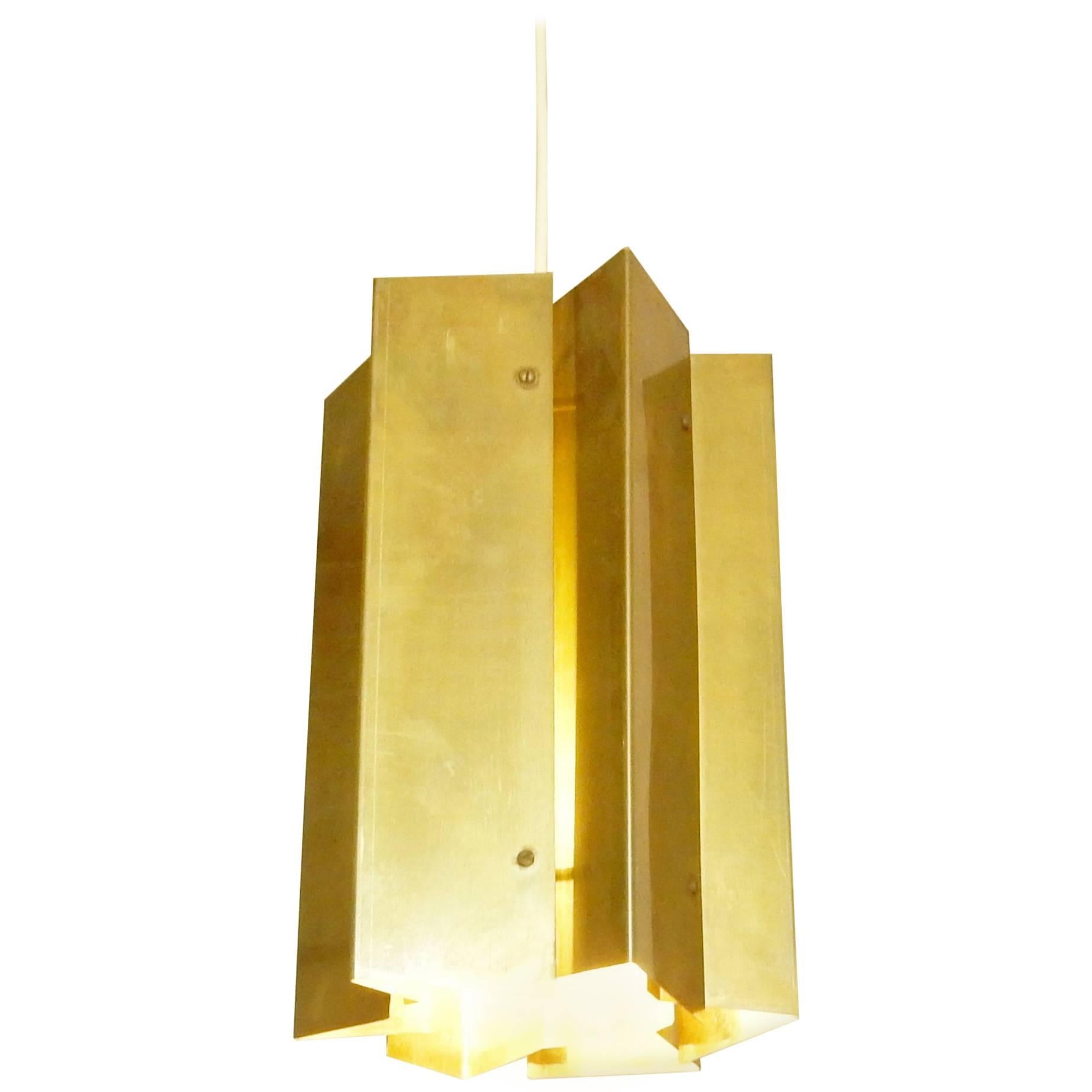 Simon Henningsen Style Pendant Light in Solid Brass, Denmark, 1960s