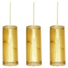 Set of Three Pendant Lights in Brass, Scandiavian, 1960s