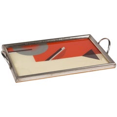 Art Deco Geometric Lacquered Serving Tray, German, circa 1930