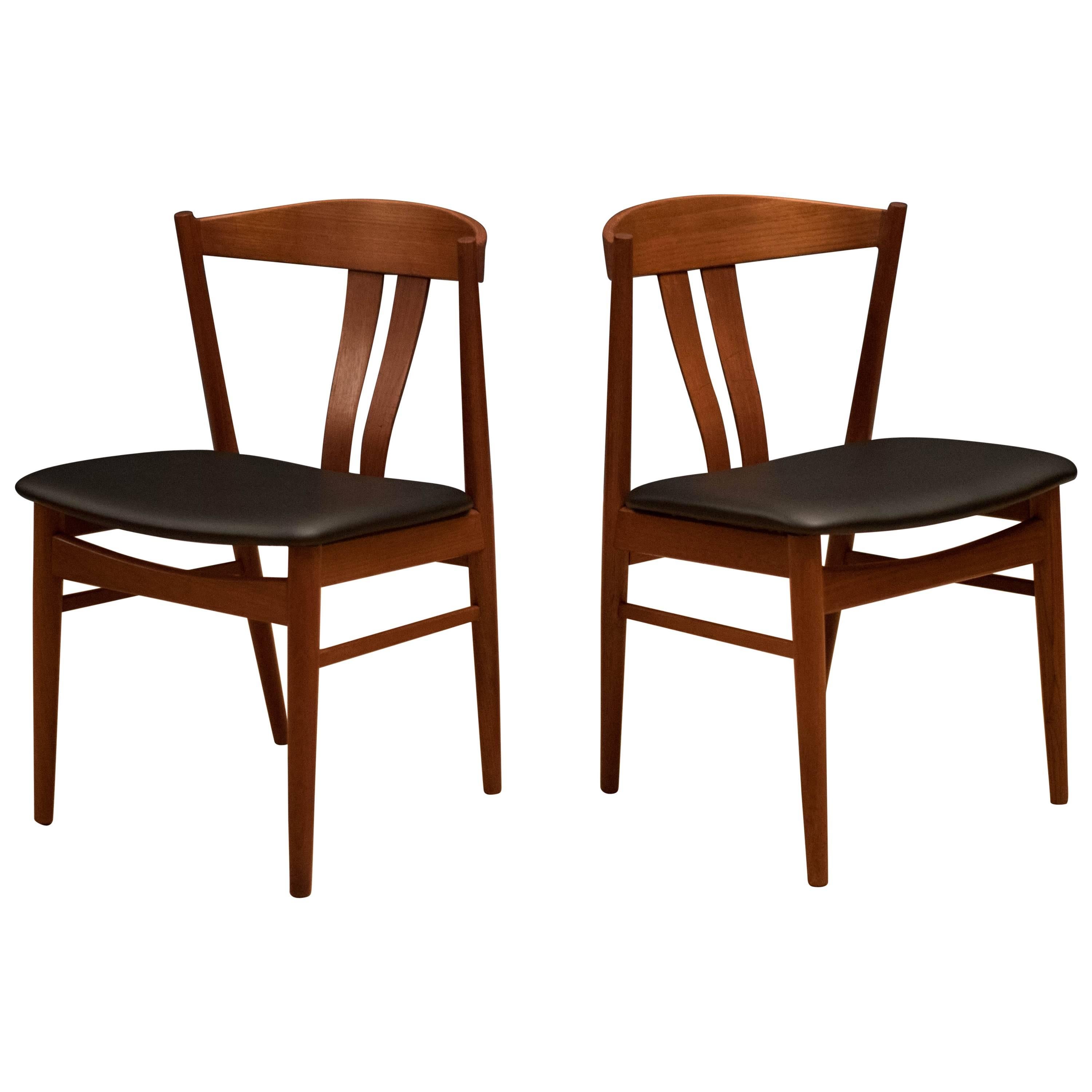 Vintage Pair of Teak Danish Dining Chairs