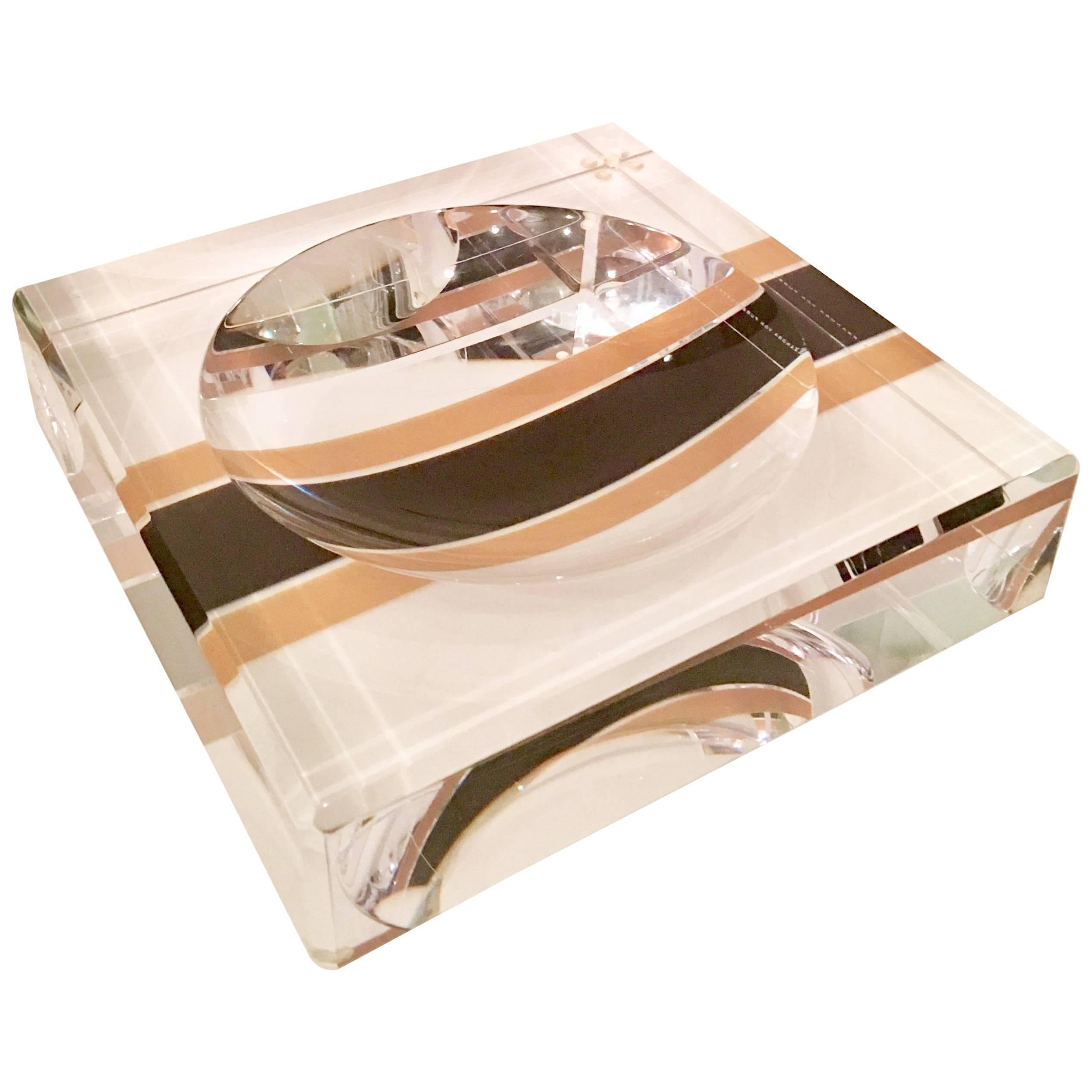 Modern Lucite Printed Racing Stripe Square Bowl by AVF