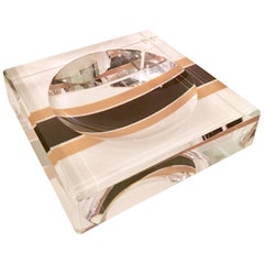 Modern Lucite Printed Racing Stripe Square Bowl by AVF