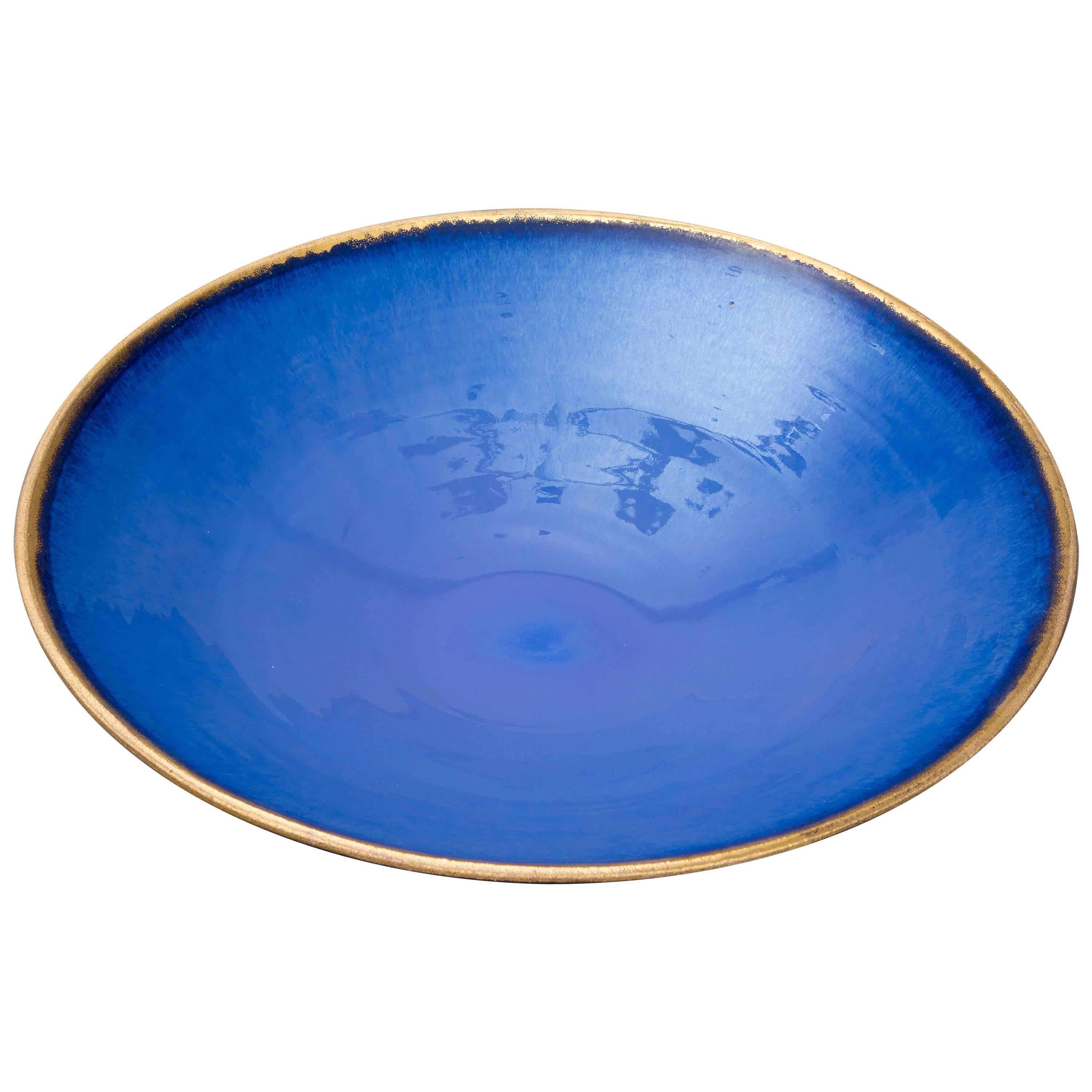 Blue and Gilded Red Stoneware Bowl 'Constellation' CB/01 2017 by Karen Swami For Sale