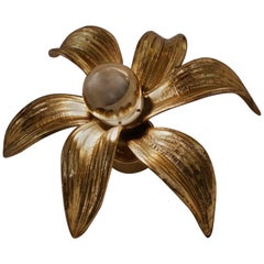 Brass Flower Wall Light, ‘Massive Lighting’, circa 1970s, Belgian