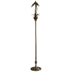 Brass Gold Leaf Regency Floor Lamp, 1970s