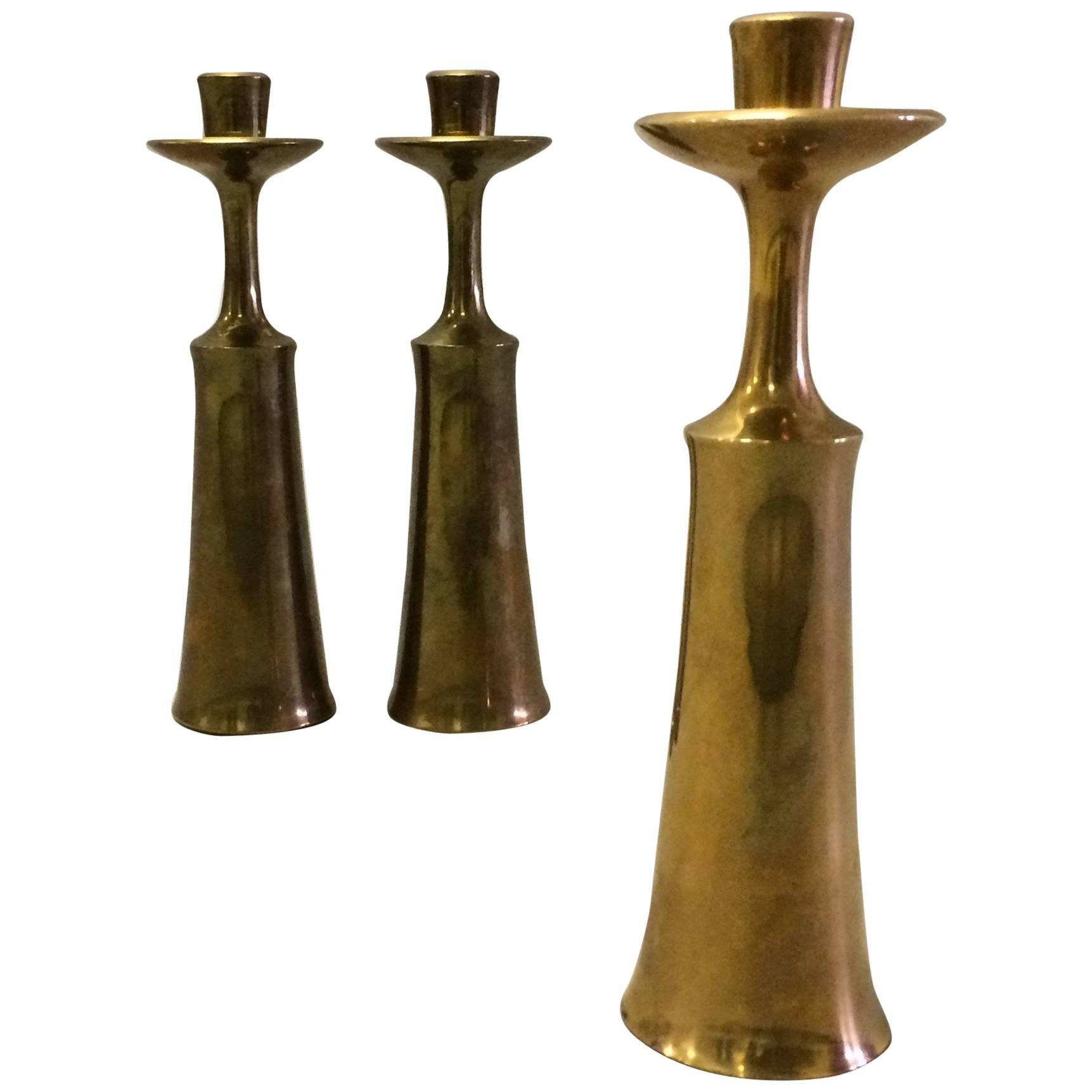 1960s Set of Three Candleholders/Vases i by Danish Designer Jens H. Quistgaard