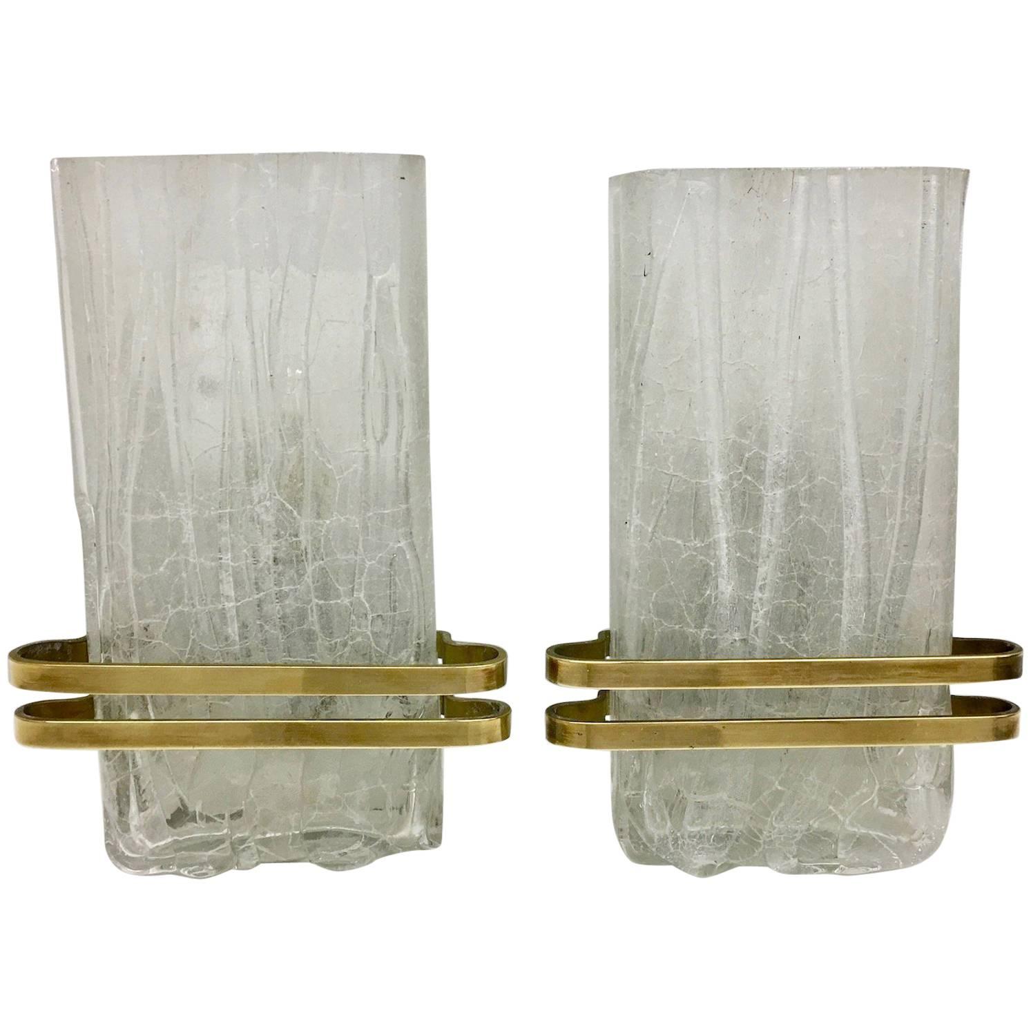 Pair of Ice Block Glass Sconce Doria Leuchten