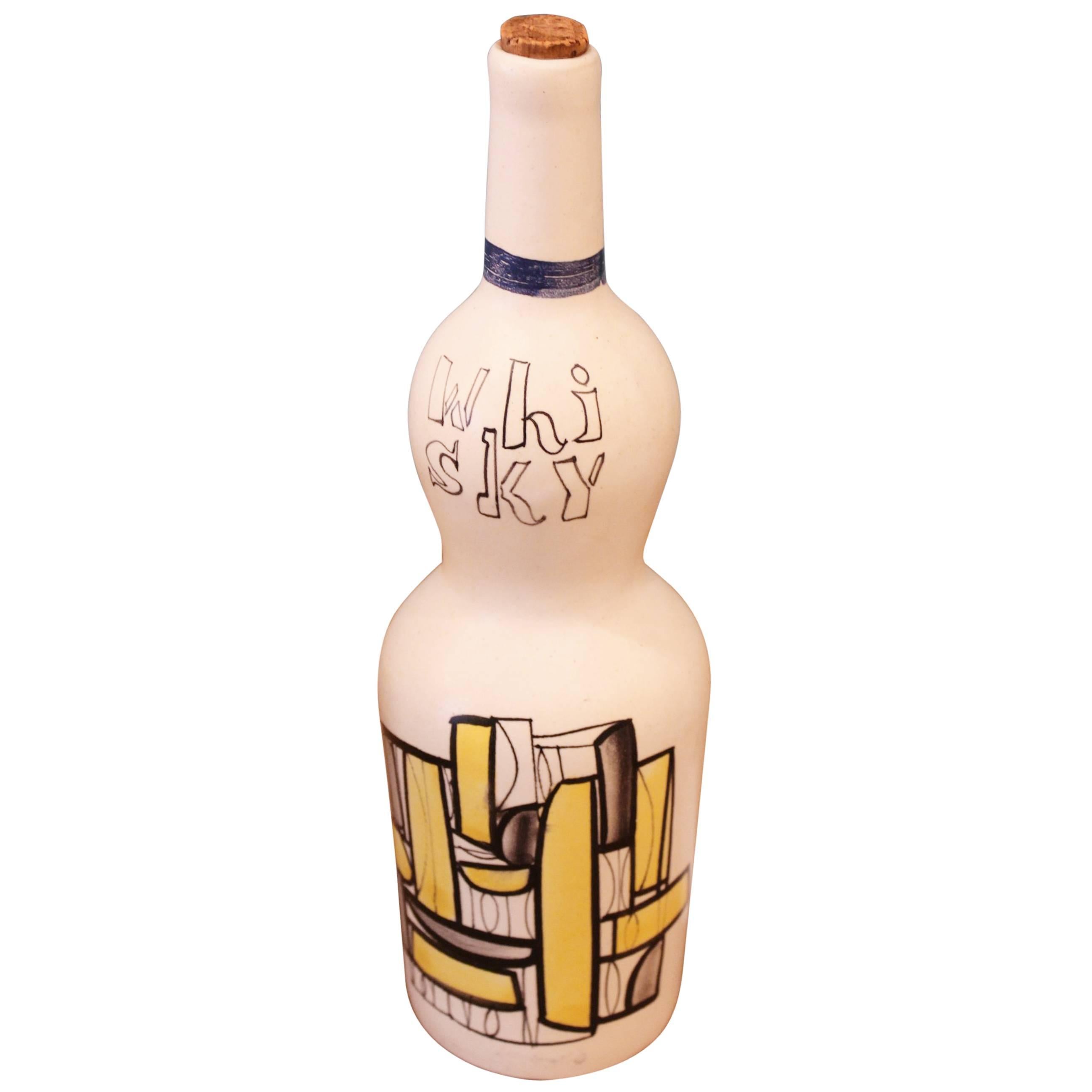 Roger Capron Beautiful Ceramic Whisky Bottle, circa 1960 For Sale