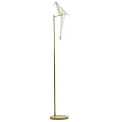 Moooi Perch LED Floor Lamp in Brass with White Bird