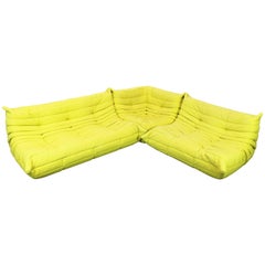 Togo Sofa Set or Livingroom Set Michel Ducaroy for Ligne Roset Pop Art Lime 1970