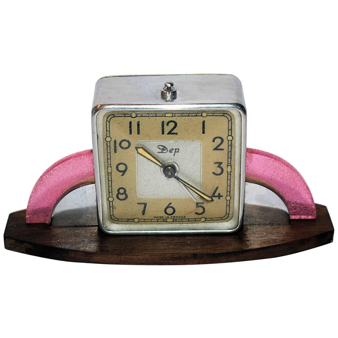 Art Deco Small Modernist French Clock by Dep