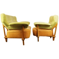Vintage Rare Living Room Set / Sofa and Lounge Chair F109, Theo Ruth for Artifort, 1950