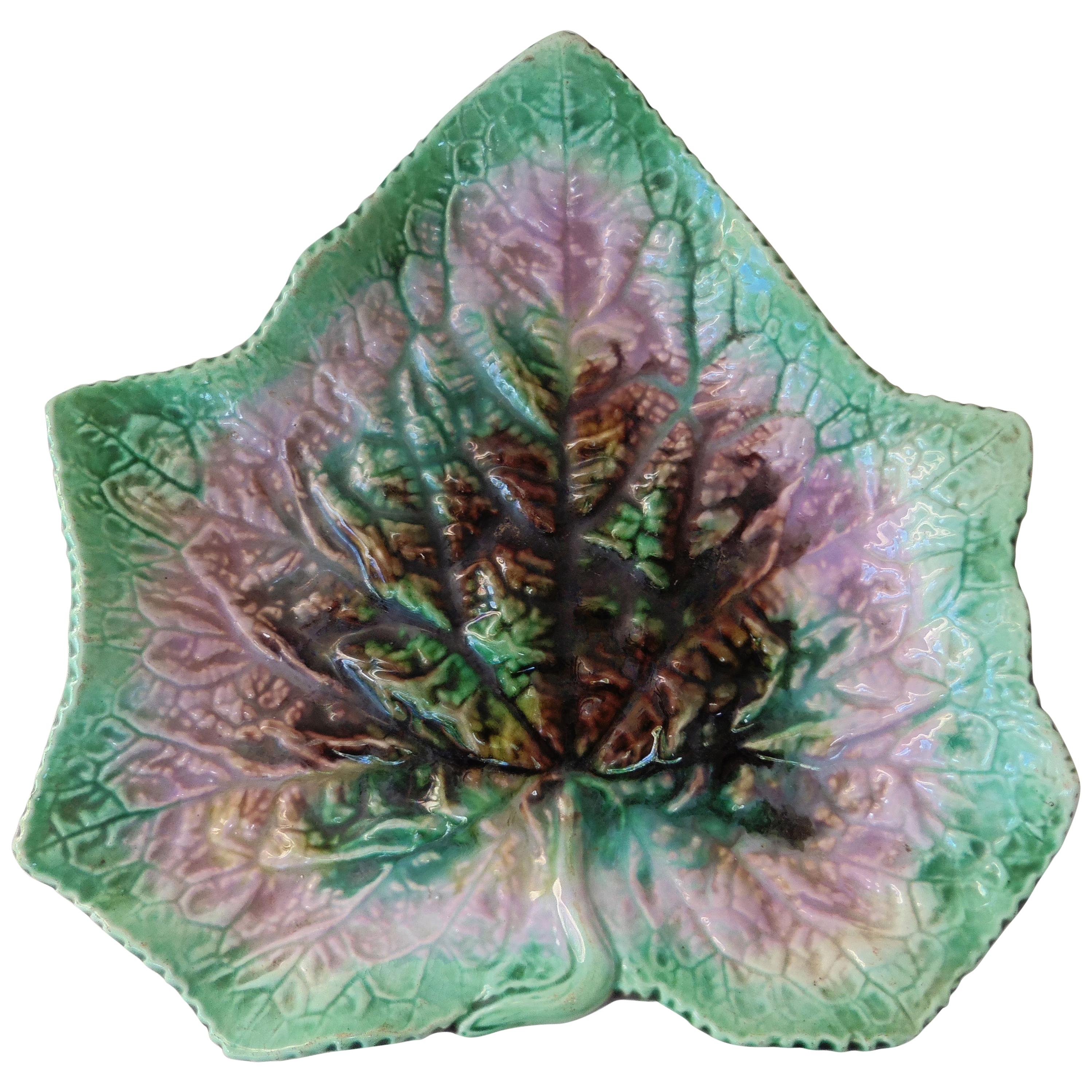 English Majolica Leaf Plate, circa 1890