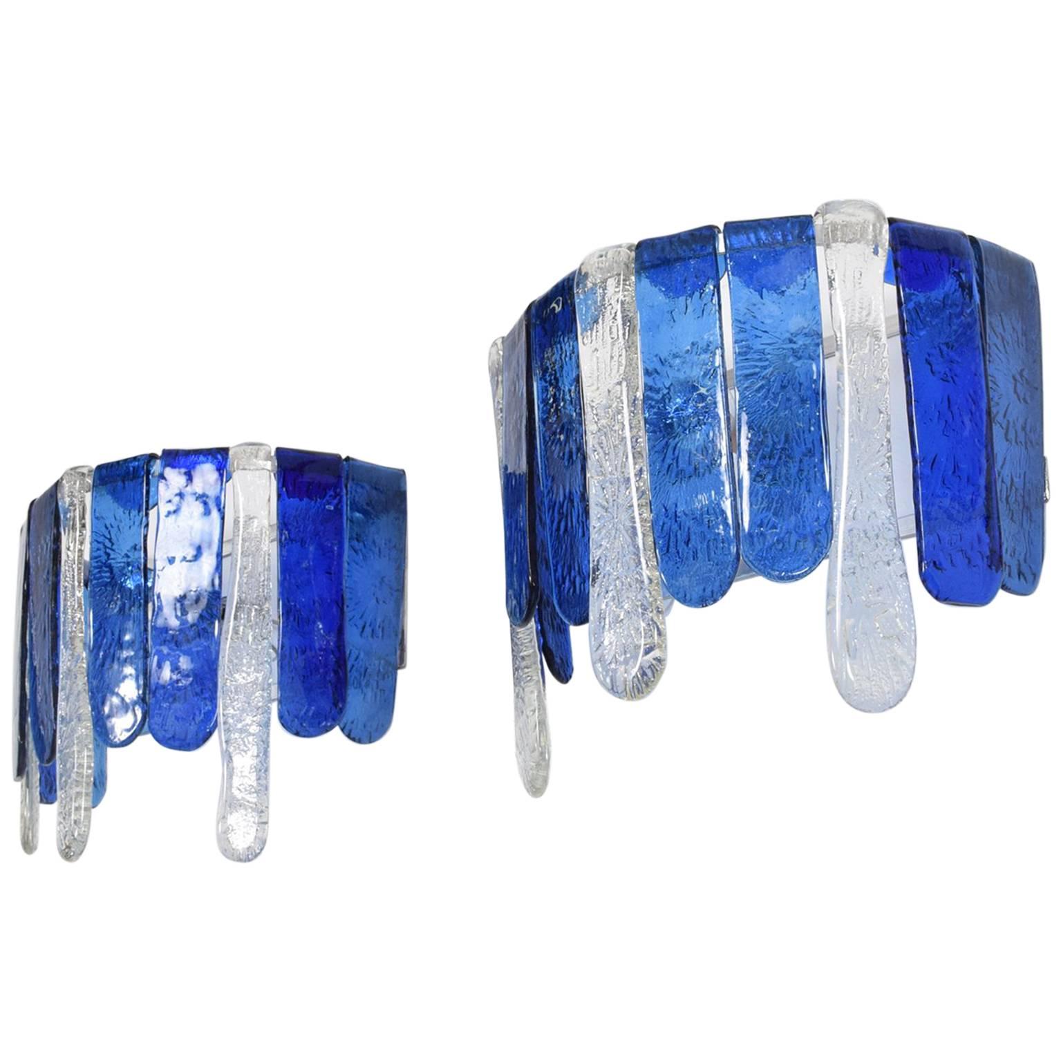 Mid-Century Modern Pair of Handblown Glass Sconces, Feders