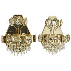 Pair of Palwa Style Crystal Glass Sconces