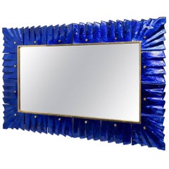 Mirror with Murano Art Glass Frame, Italy, 1980
