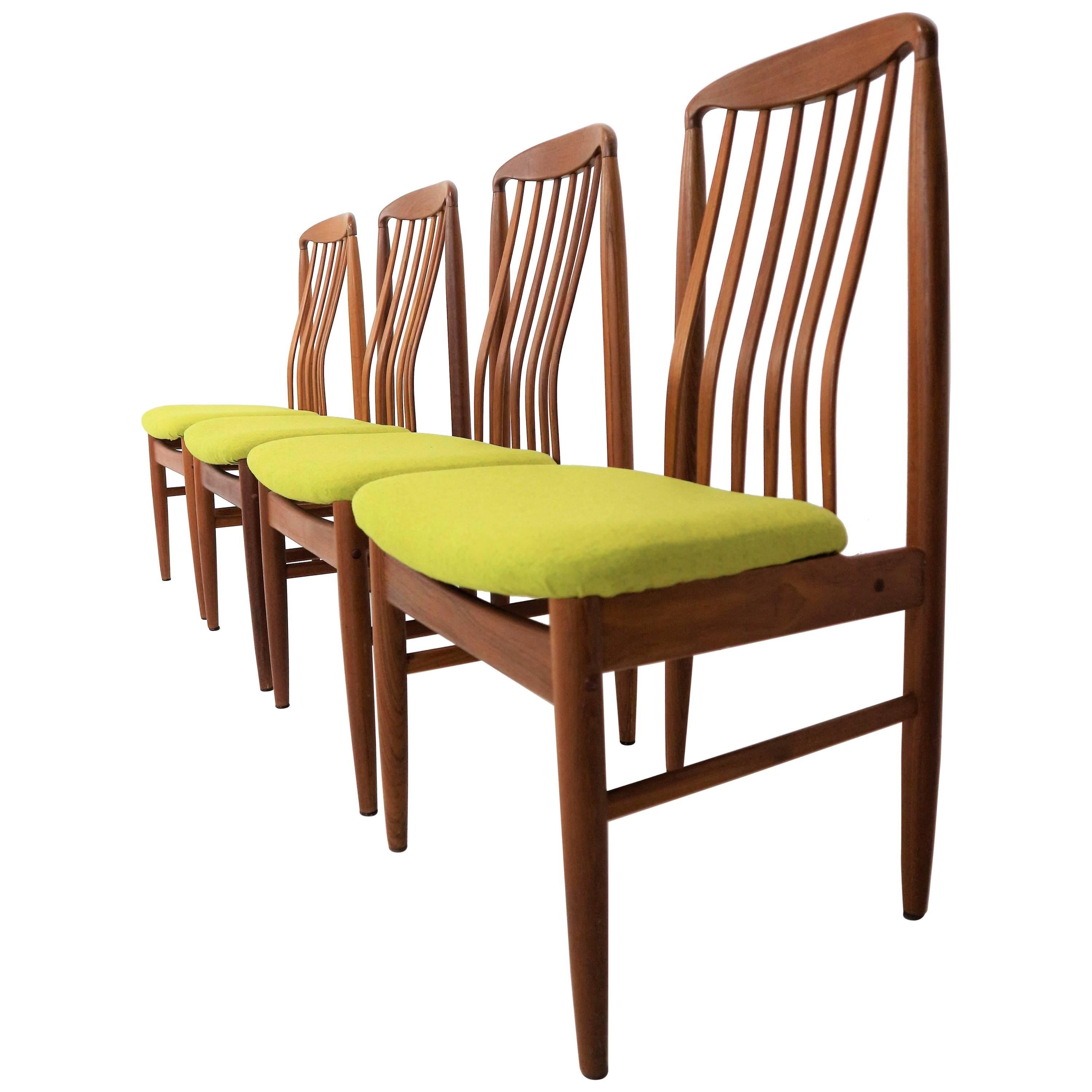 Four Danish Modern Teak Dining Chairs by Benny Linden