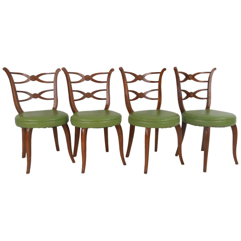 Set of Four MidCentury Modern Italian Dining Chairs For Sale at 1stDibs
