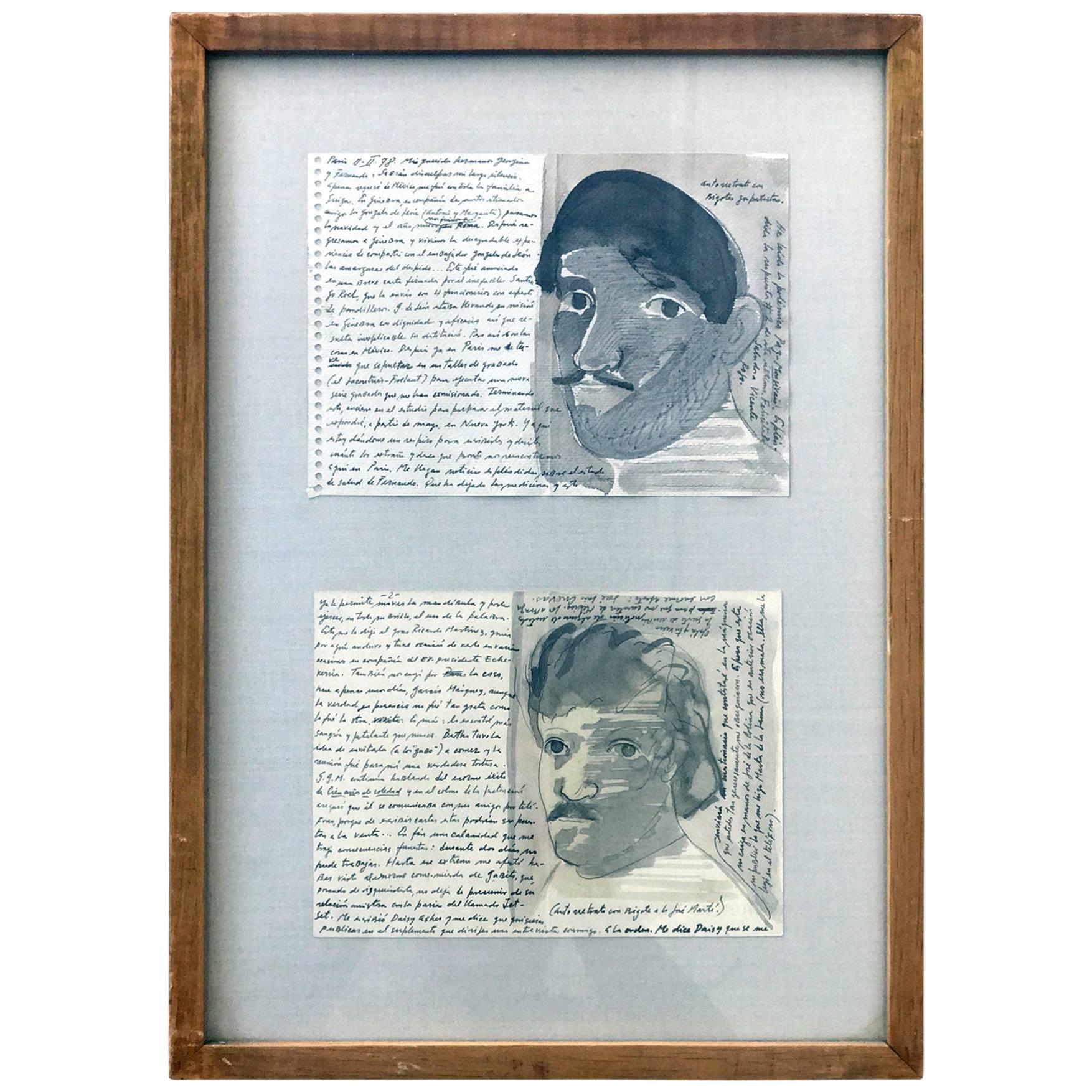 Pair of Works on Paper by Jose Luis Cuevas, framed