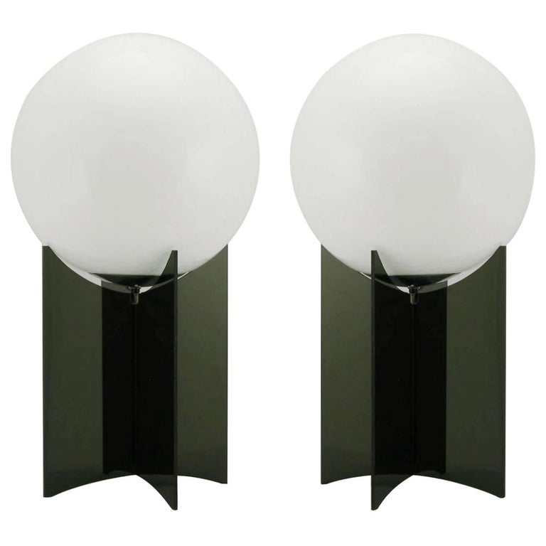 Pair Of Smoked Acrylic And Milk Glass Table Lamps For At 1stdibs Pair Of Smoked Acrylic And Milk Glass Table Lamps For