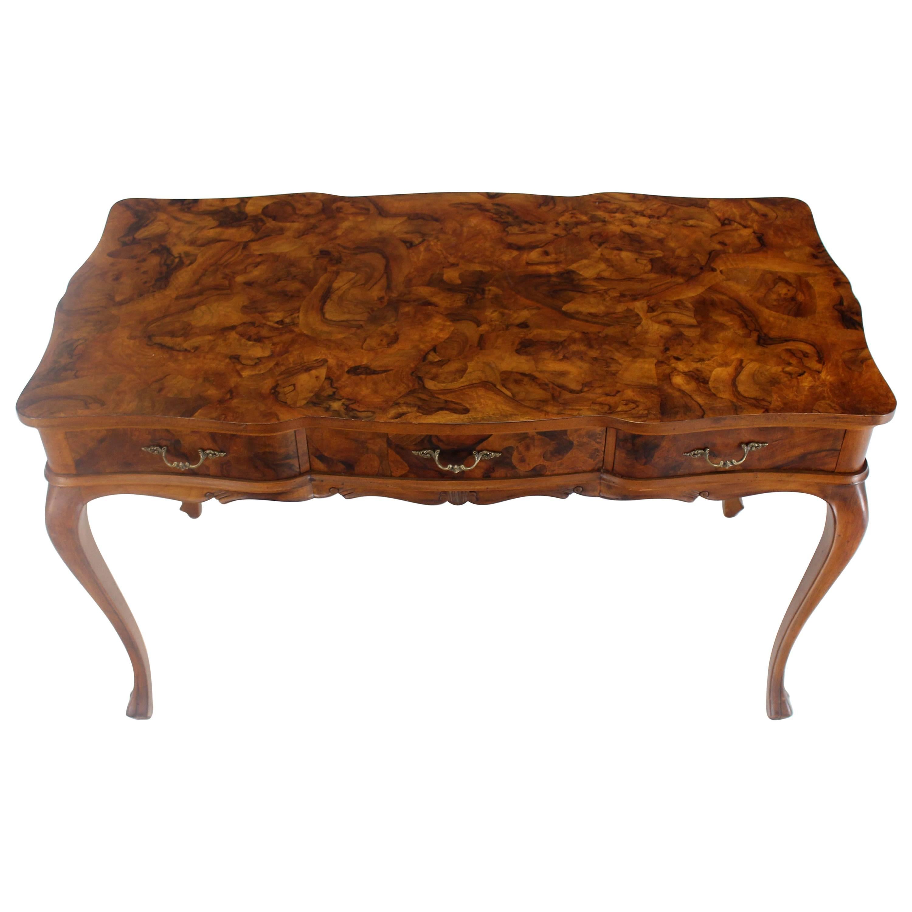 Patch Burl Wood Work Medium Size Low Profile Floating Desk Writing Table Drawers