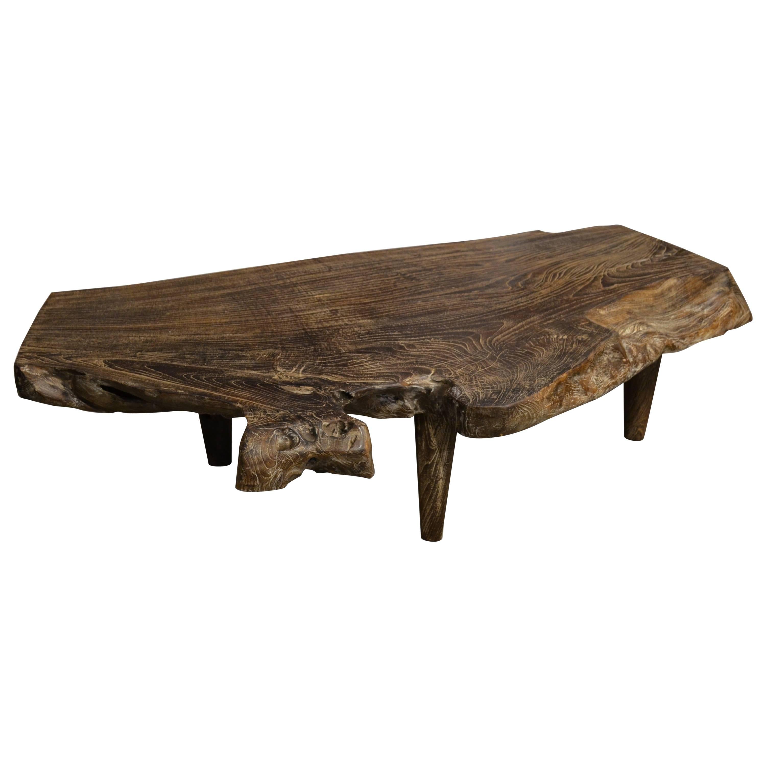 Andrianna Shamaris Single Burnt Cerused Teak Wood Coffee Table